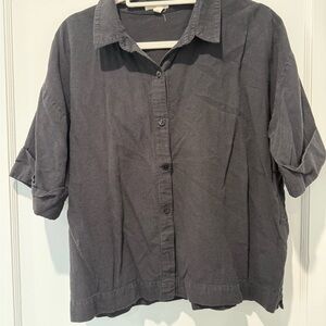 Eileen Fisher Black button up cotton top